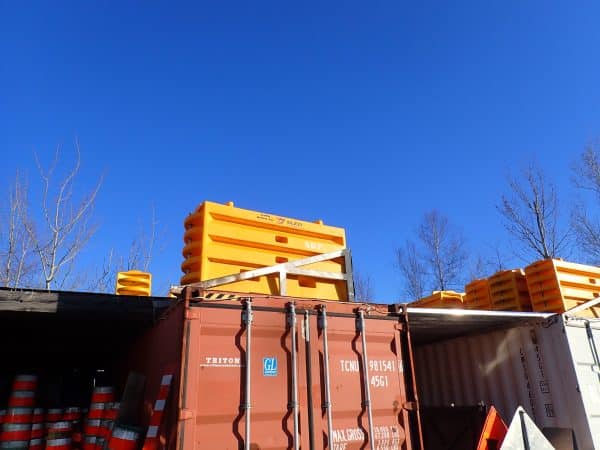 Yellow traffic barrier