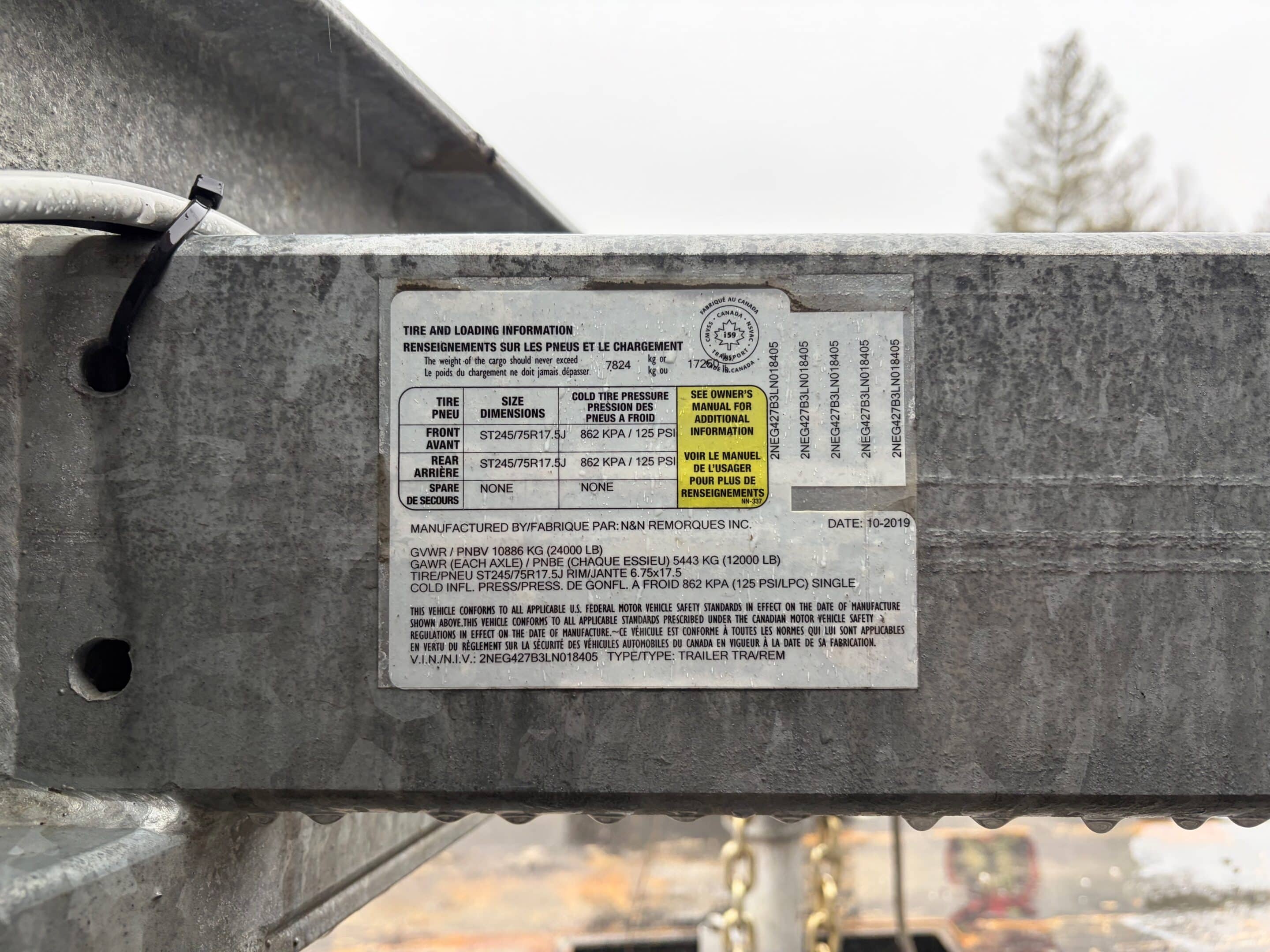 Remorque Gooseneck N&N Galvanisé 2 essieux 12.000 lbs 22pi plateforme+5pi rampes-Année:2019-Stock#E1366E/11331 – Image 12